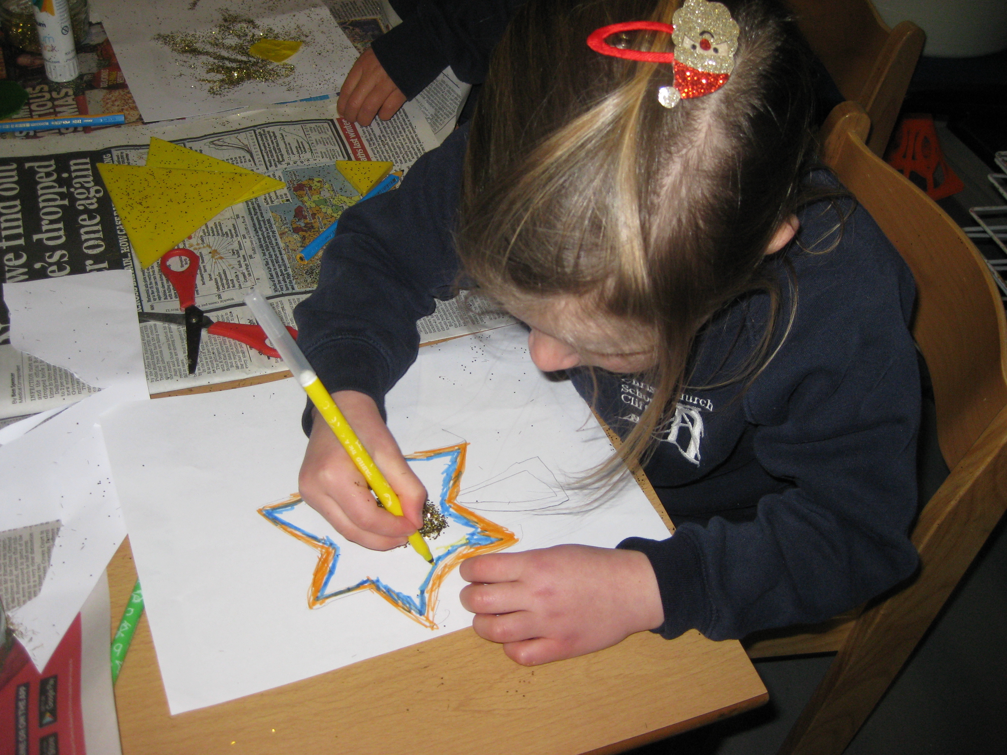 in school making a star