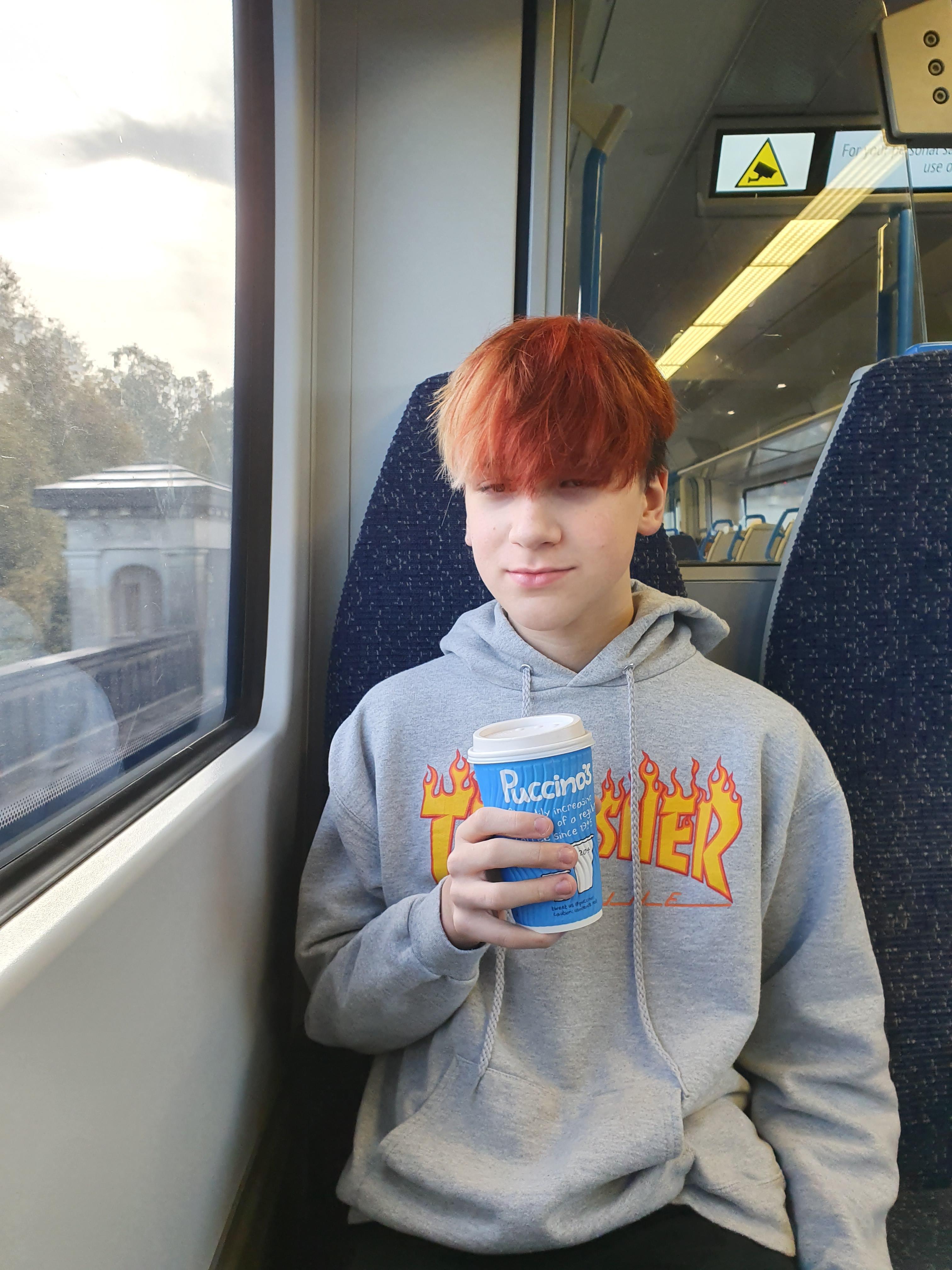 Leigh on train